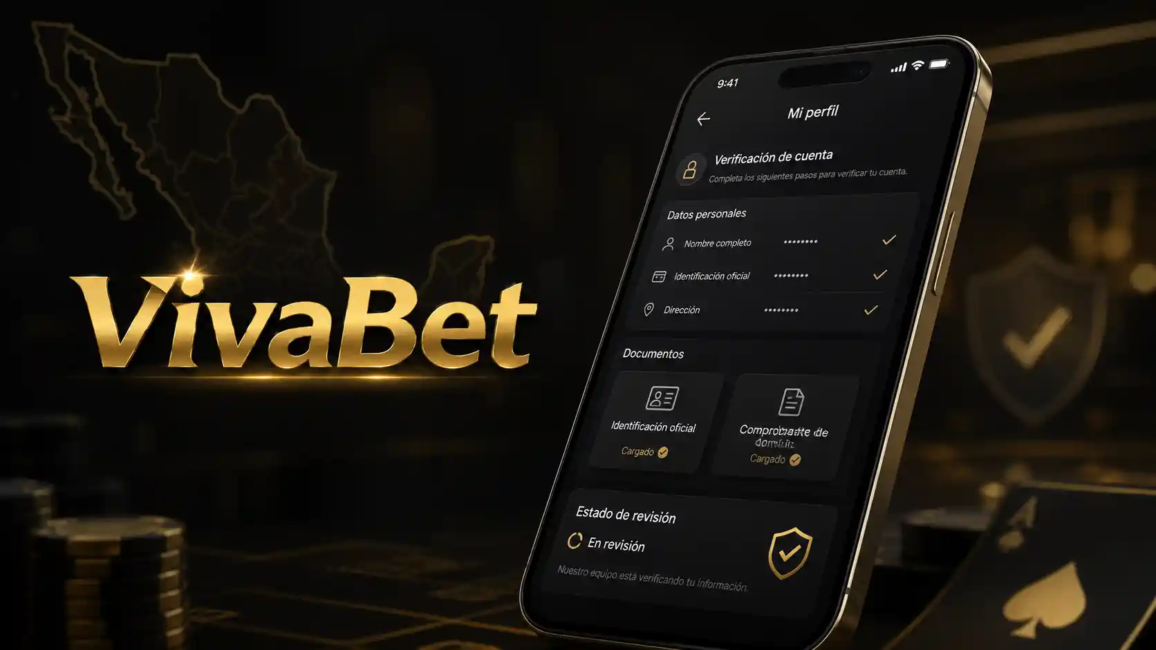 Pantalla móvil de verificación de una cuenta nueva en Vivabet