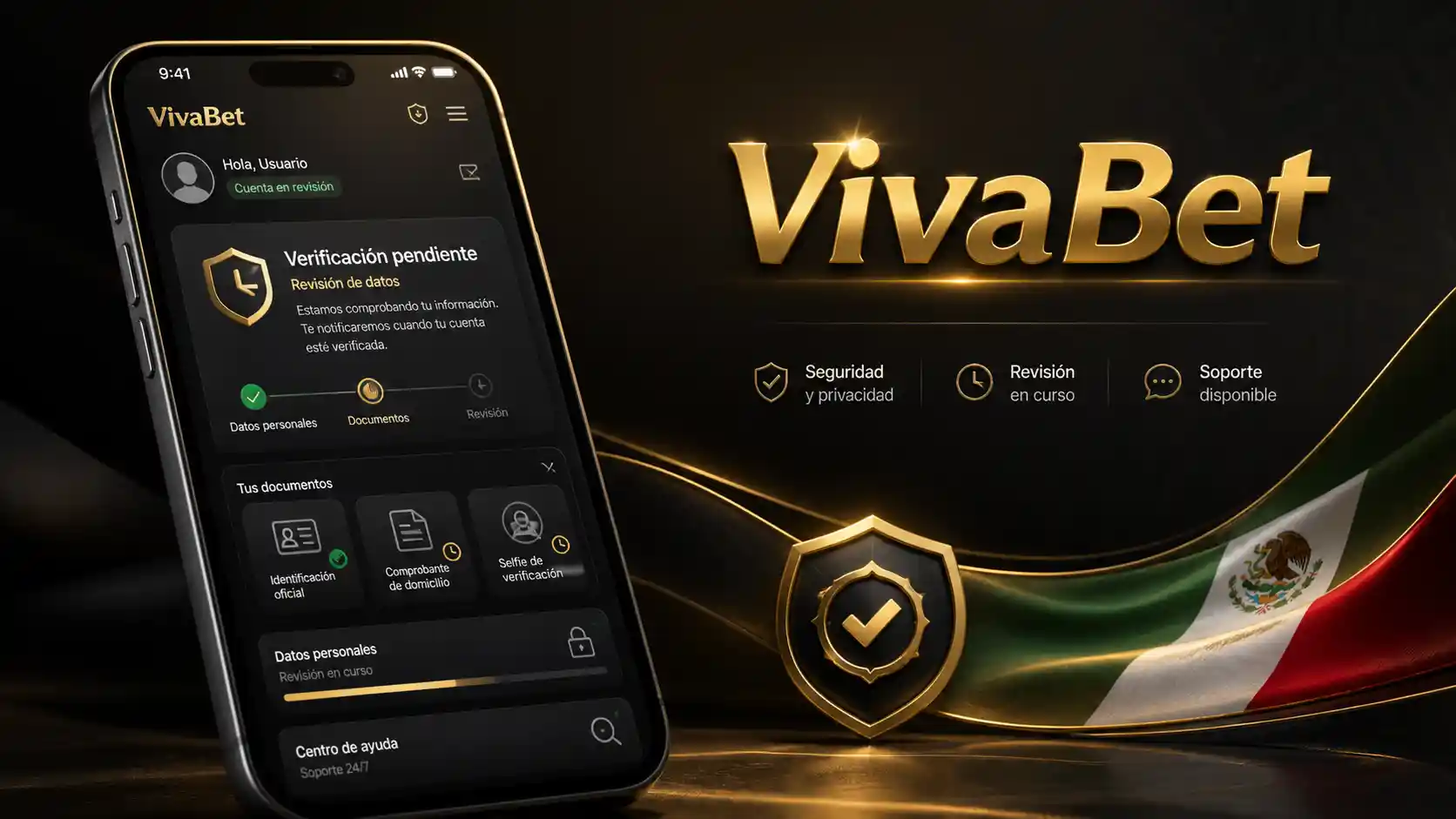 Estado pendiente de validación en una cuenta nueva de Vivabet