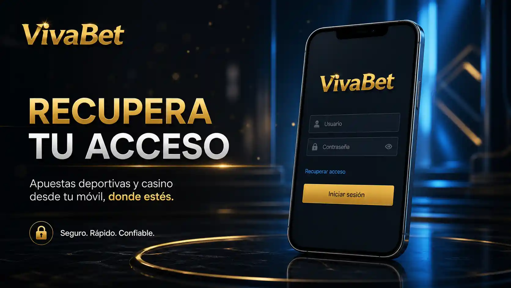 Pantalla móvil de acceso y recuperación de cuenta en Vivabet