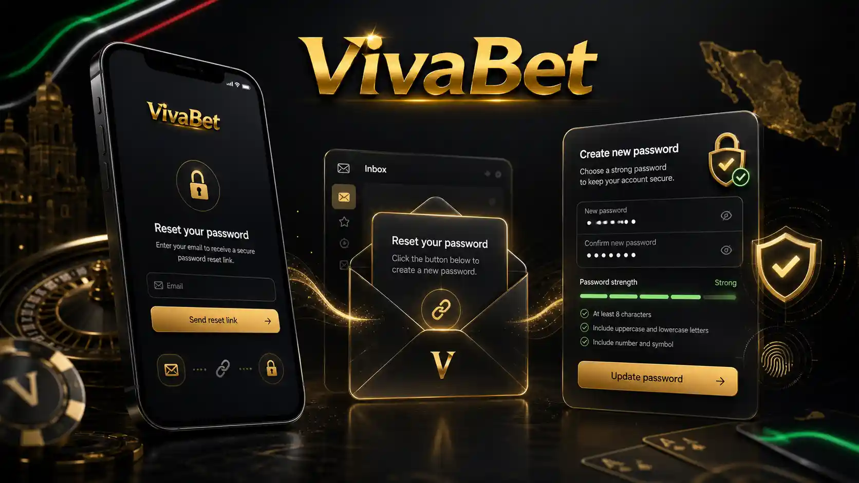 Proceso móvil para restablecer la contraseña de Vivabet