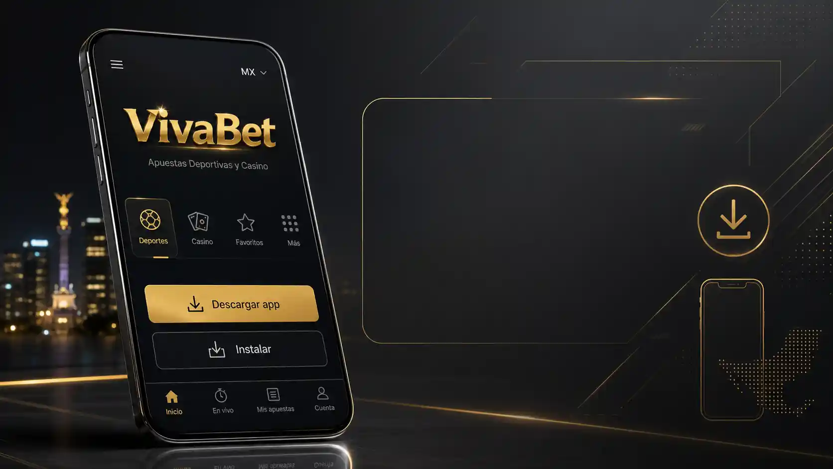 Acceso móvil de Vivabet mostrado en un smartphone