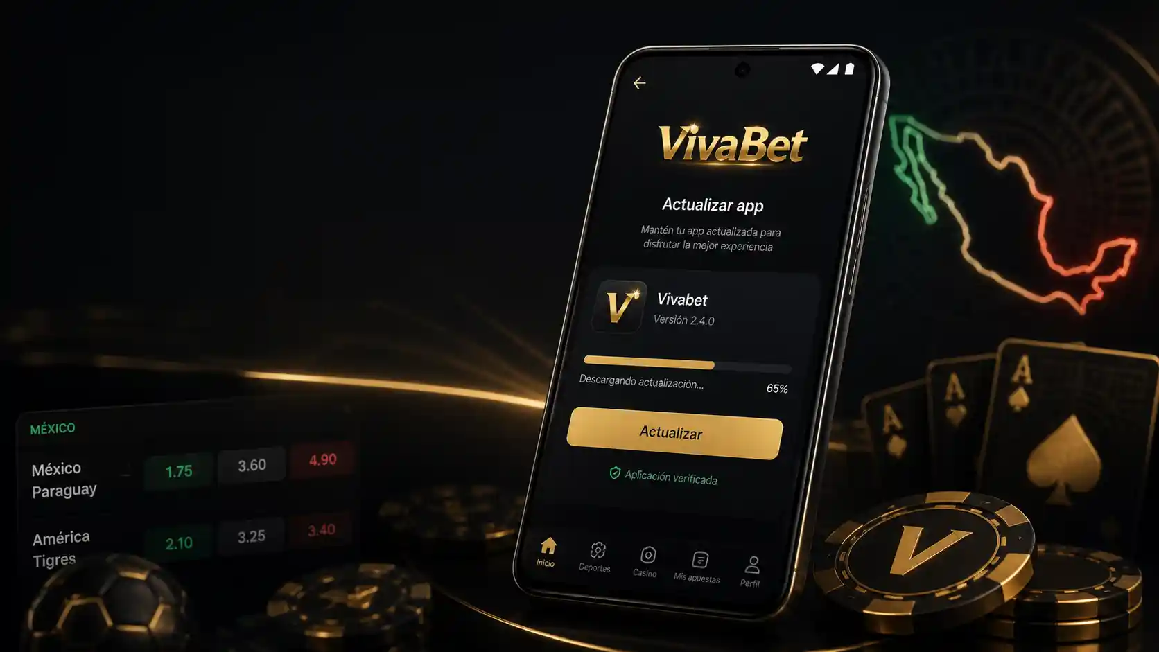 Actualización de la aplicación Vivabet en un celular Android