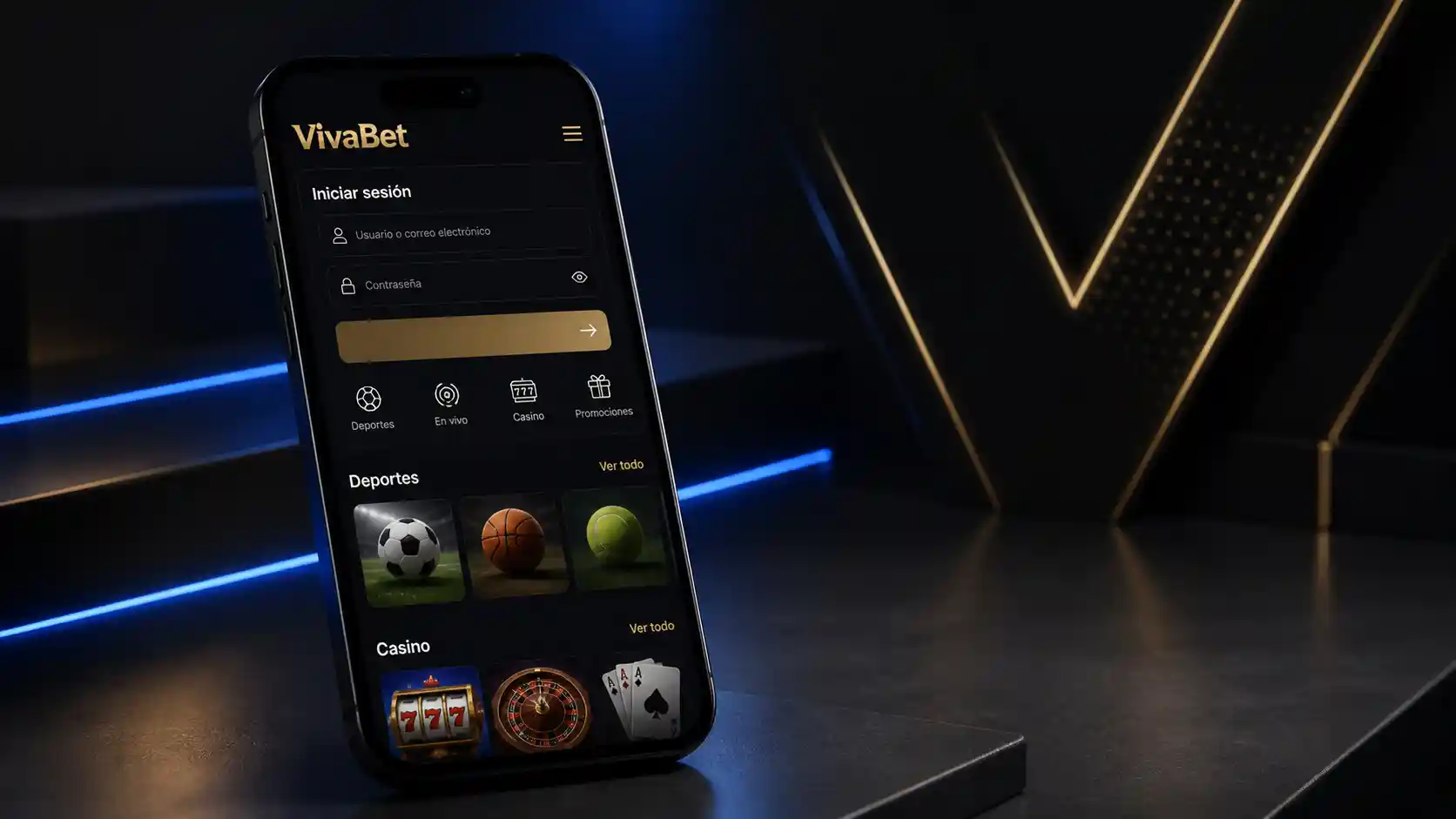 Sitio móvil de Vivabet abierto en un celular