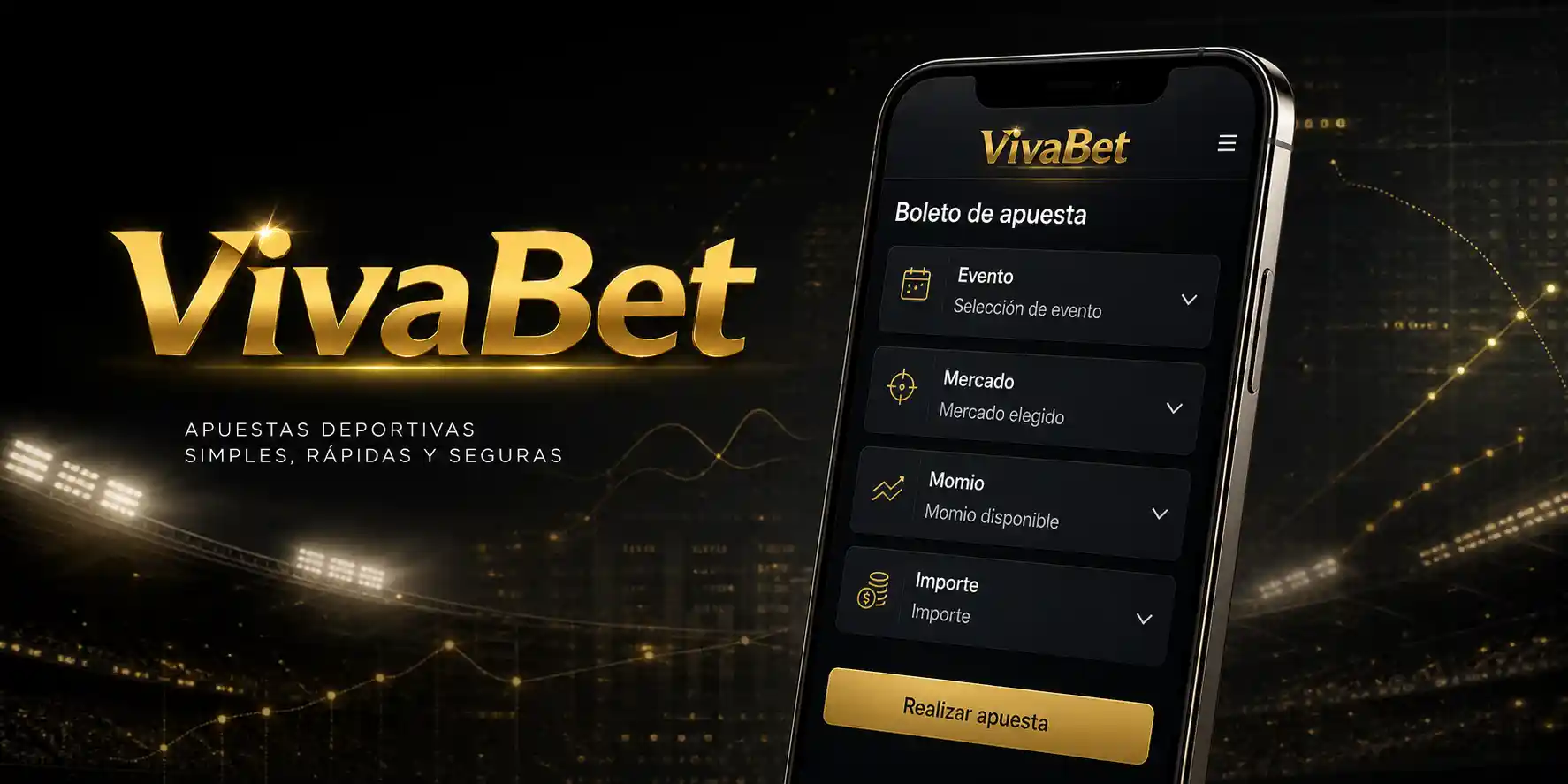 Boleto móvil de Vivabet con selección de evento, mercado y momio