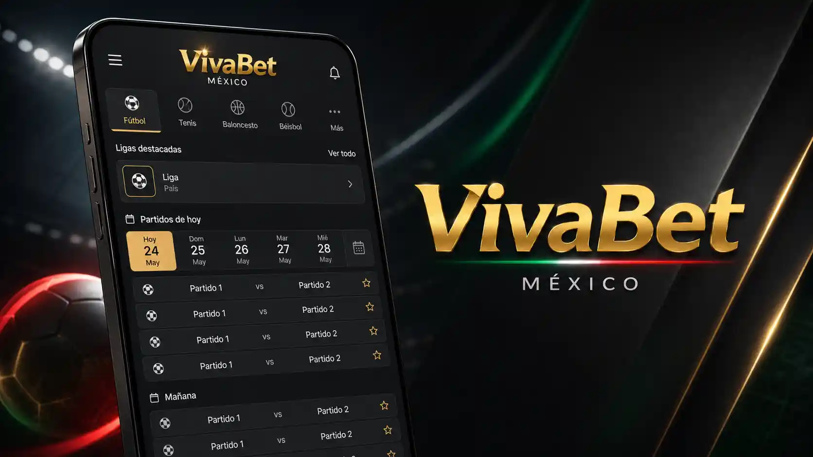 App de Vivabet mostrando la lista de partidos deportivos en un celular