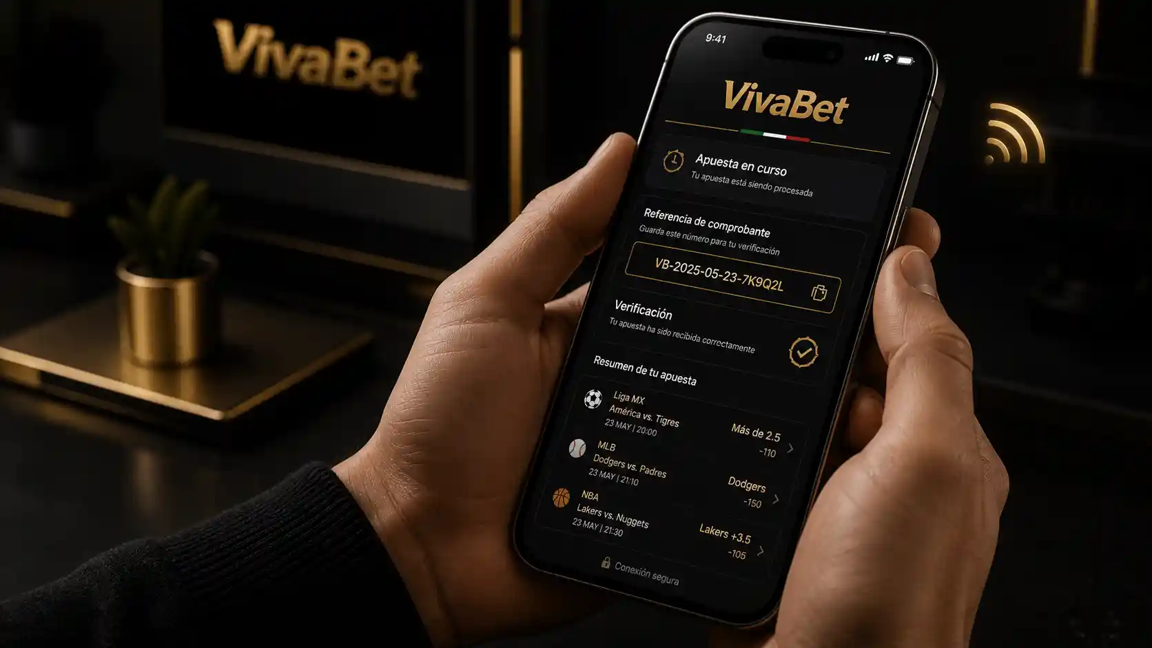 Revisión de una apuesta móvil activa y su comprobante en Vivabet