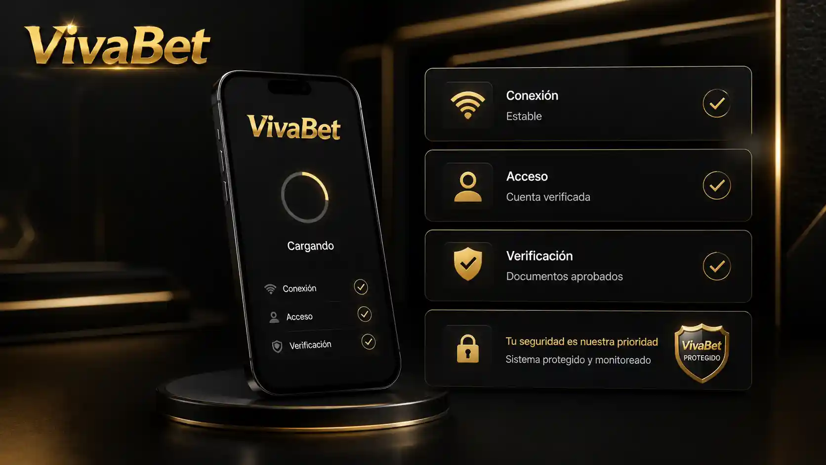 Comprobación de acceso y conexión en el casino móvil de Vivabet