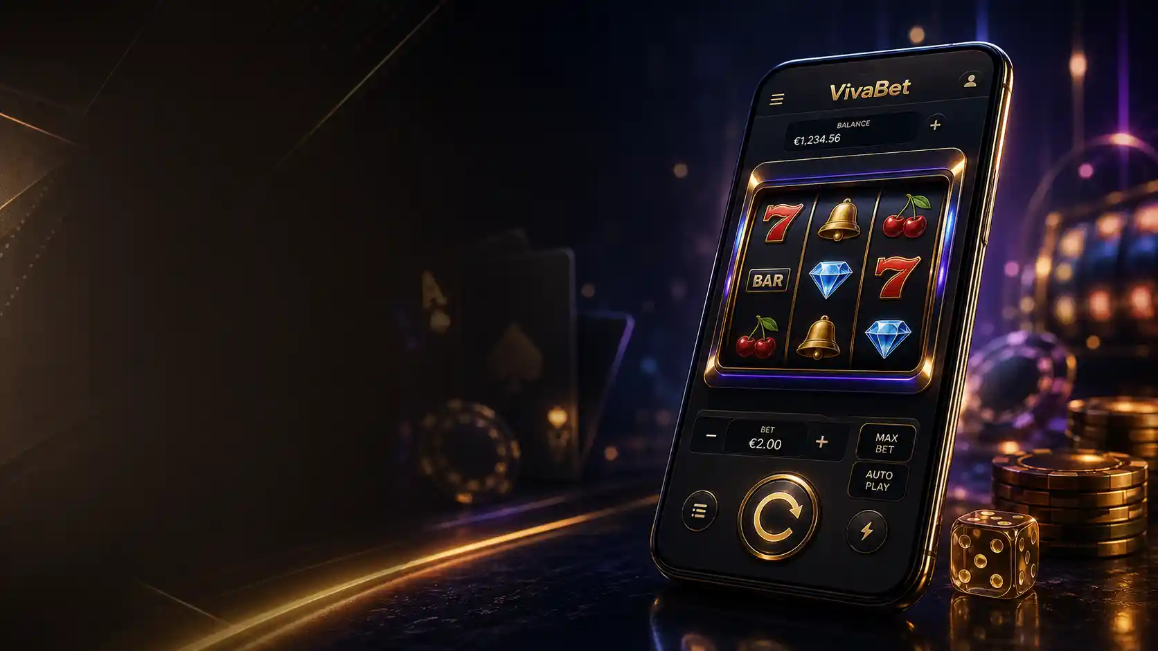 Celular mostrando una tragamonedas móvil de Vivabet