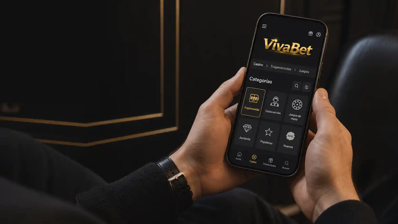 Acceso al casino móvil de Vivabet desde un celular