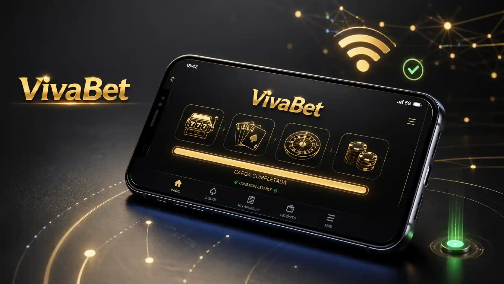 Acceso móvil de Vivabet con una mesa de casino cargada correctamente