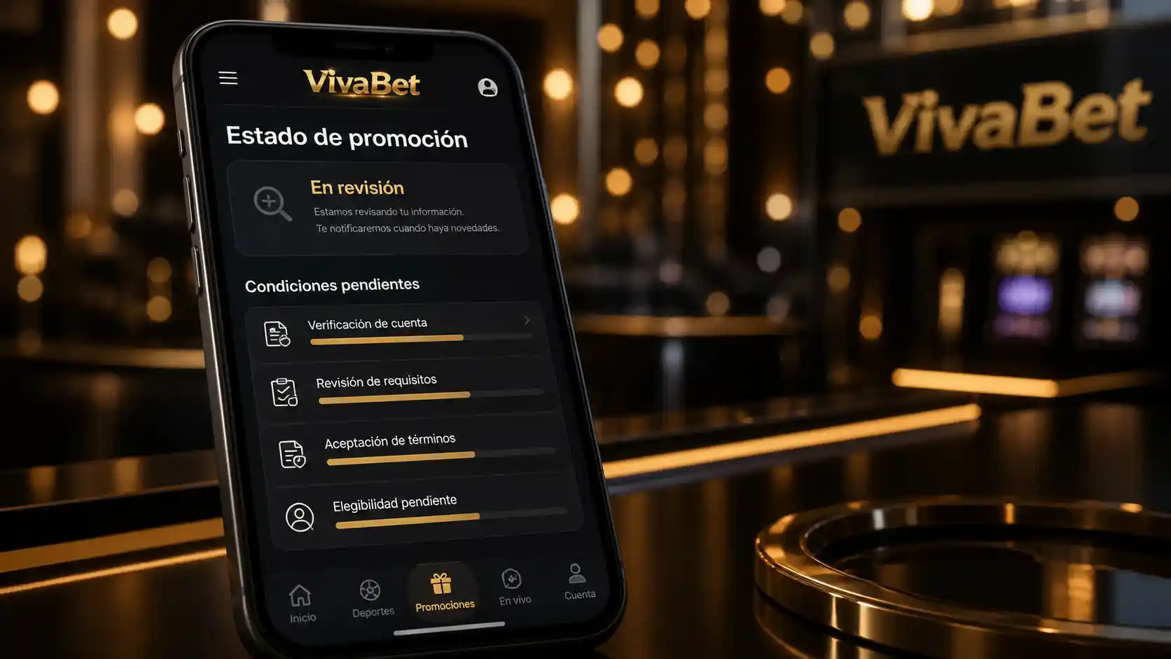 Estado y condiciones de una promoción móvil de Vivabet