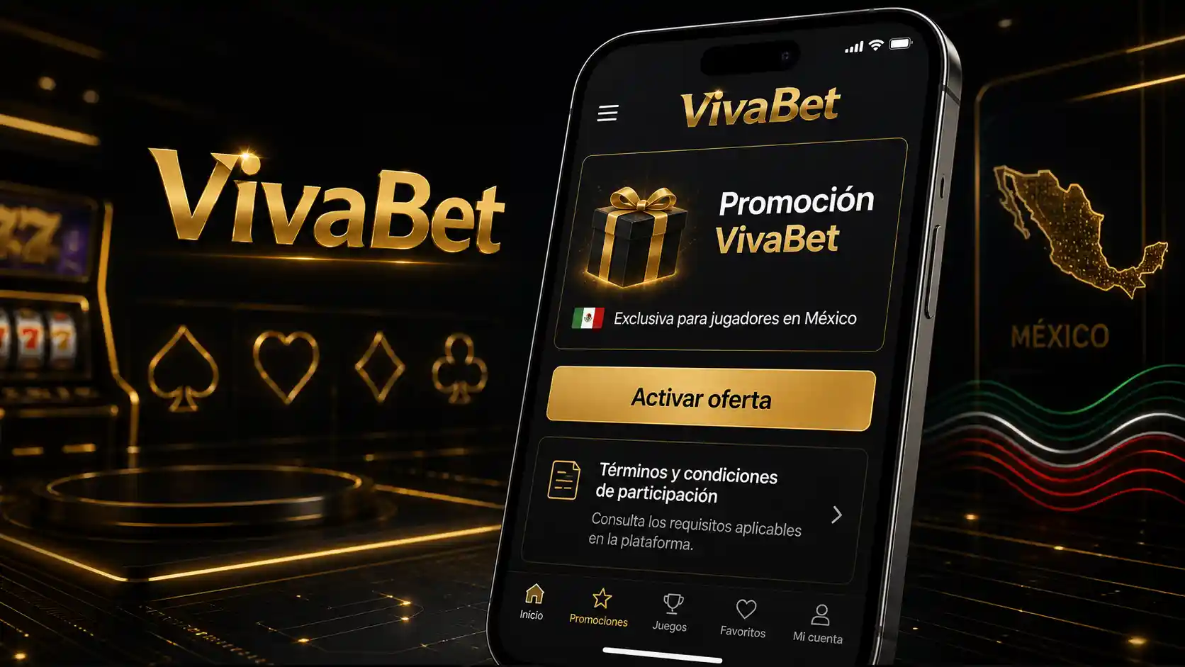 Detalles y condiciones de una oferta de Vivabet en un iPhone