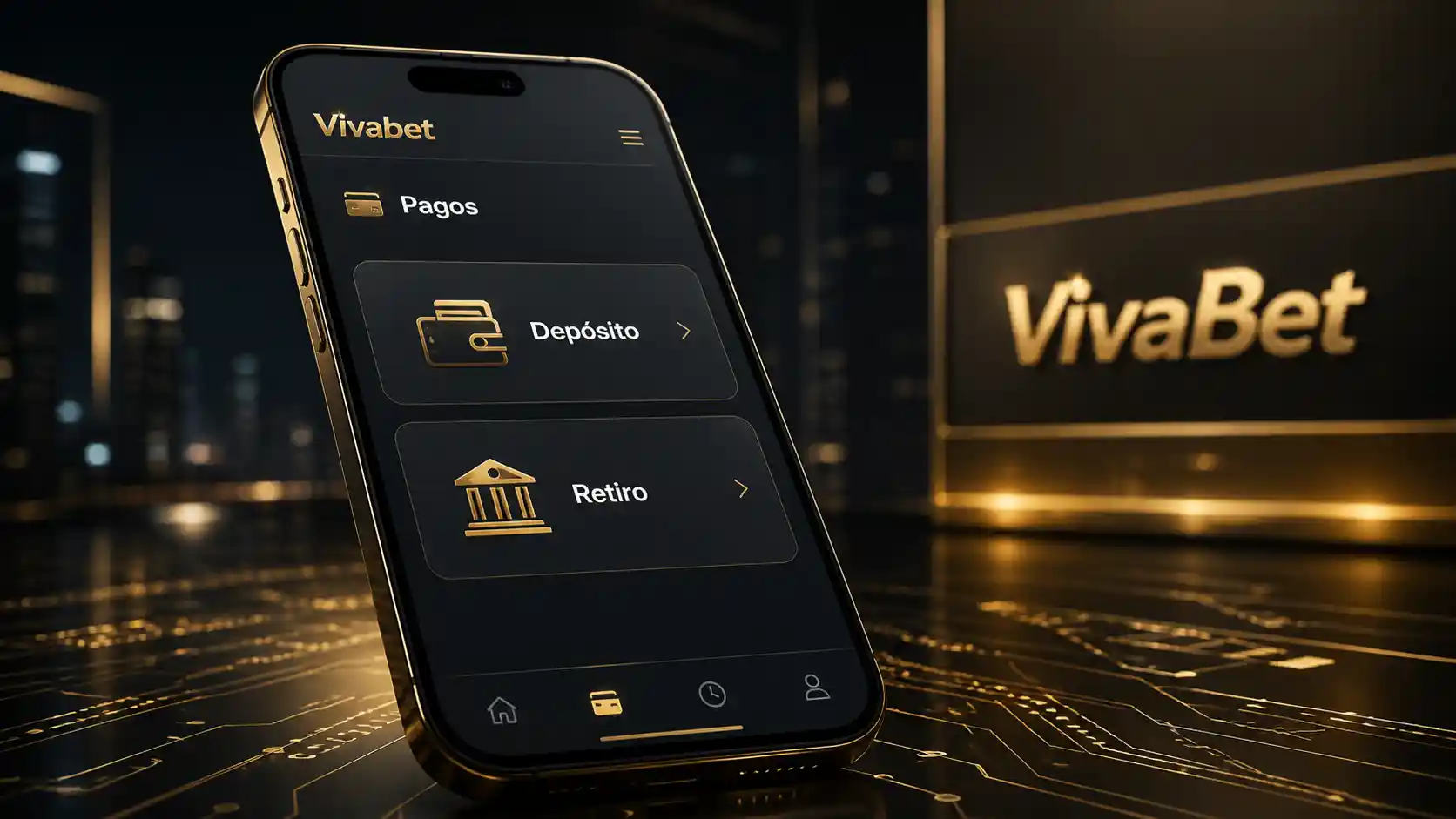 Pantalla móvil de Vivabet con opciones de pago para depósitos y retiros