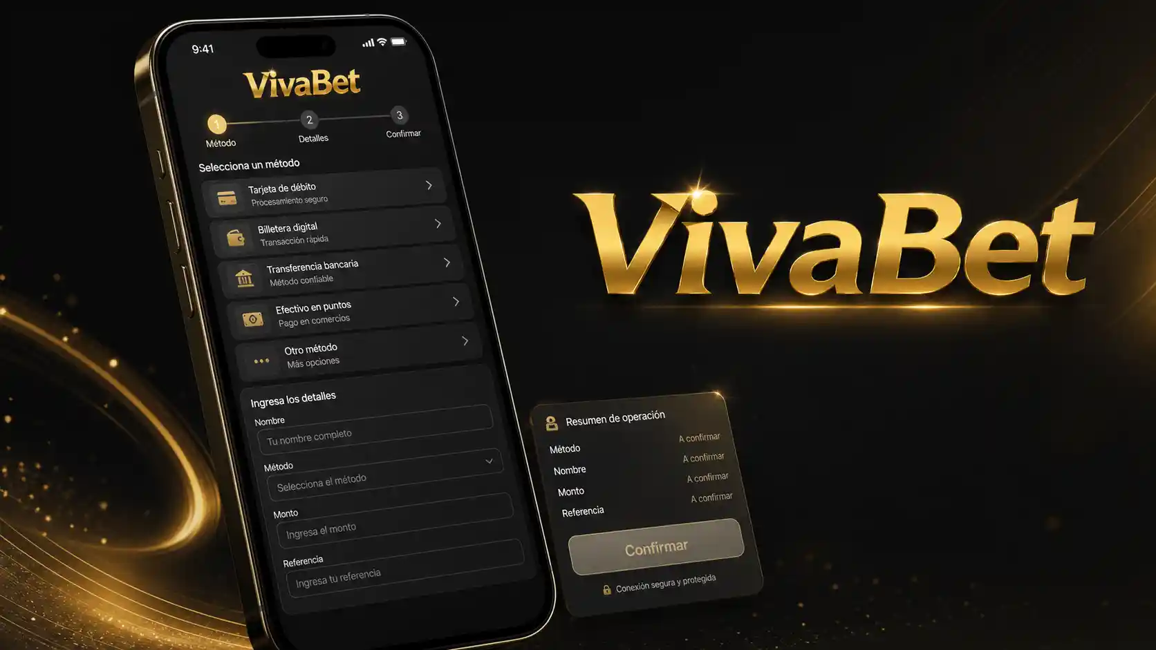 Selección de un método de pago móvil en la cuenta de Vivabet