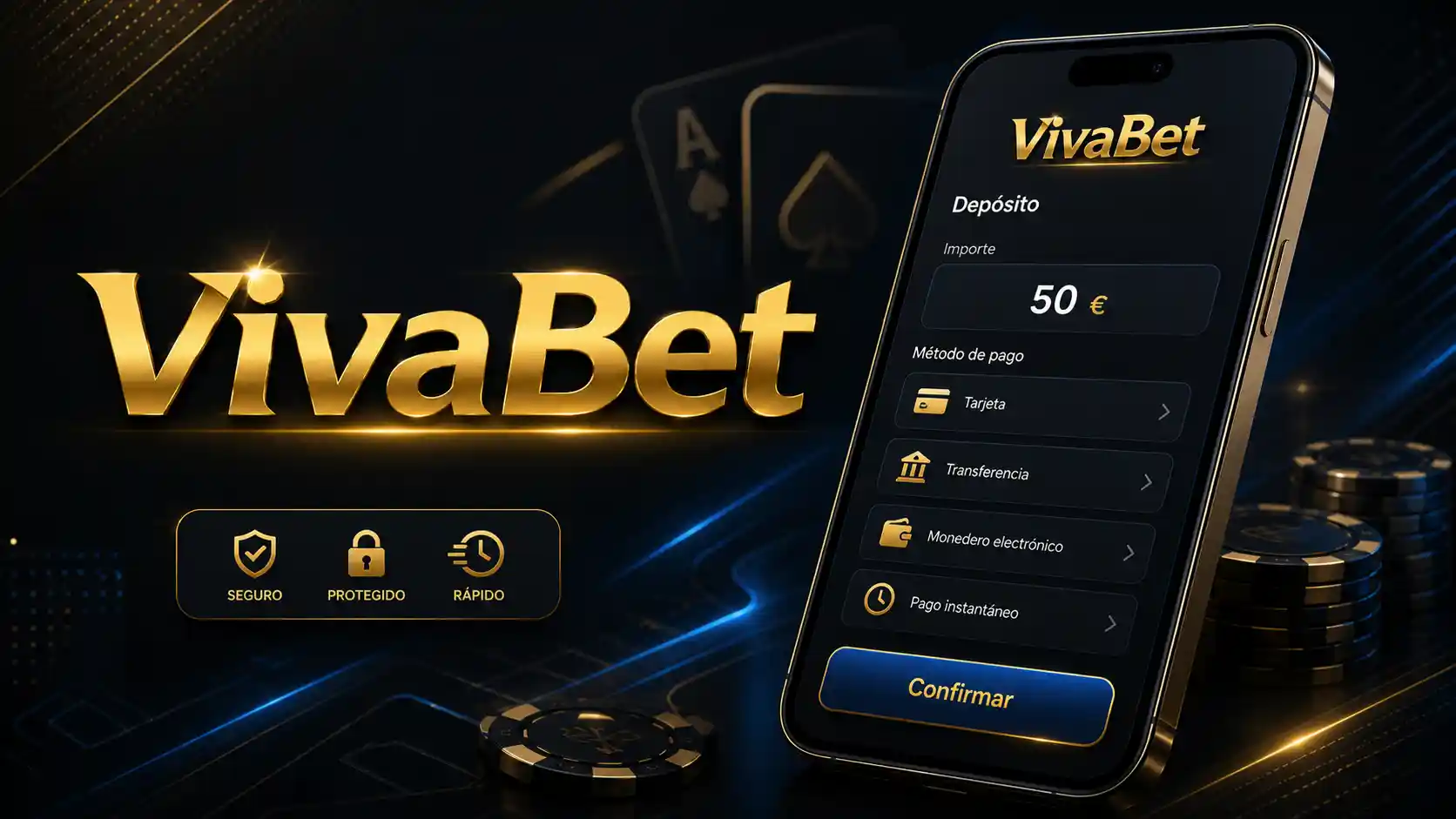 App de Vivabet mostrando la pantalla para confirmar un depósito