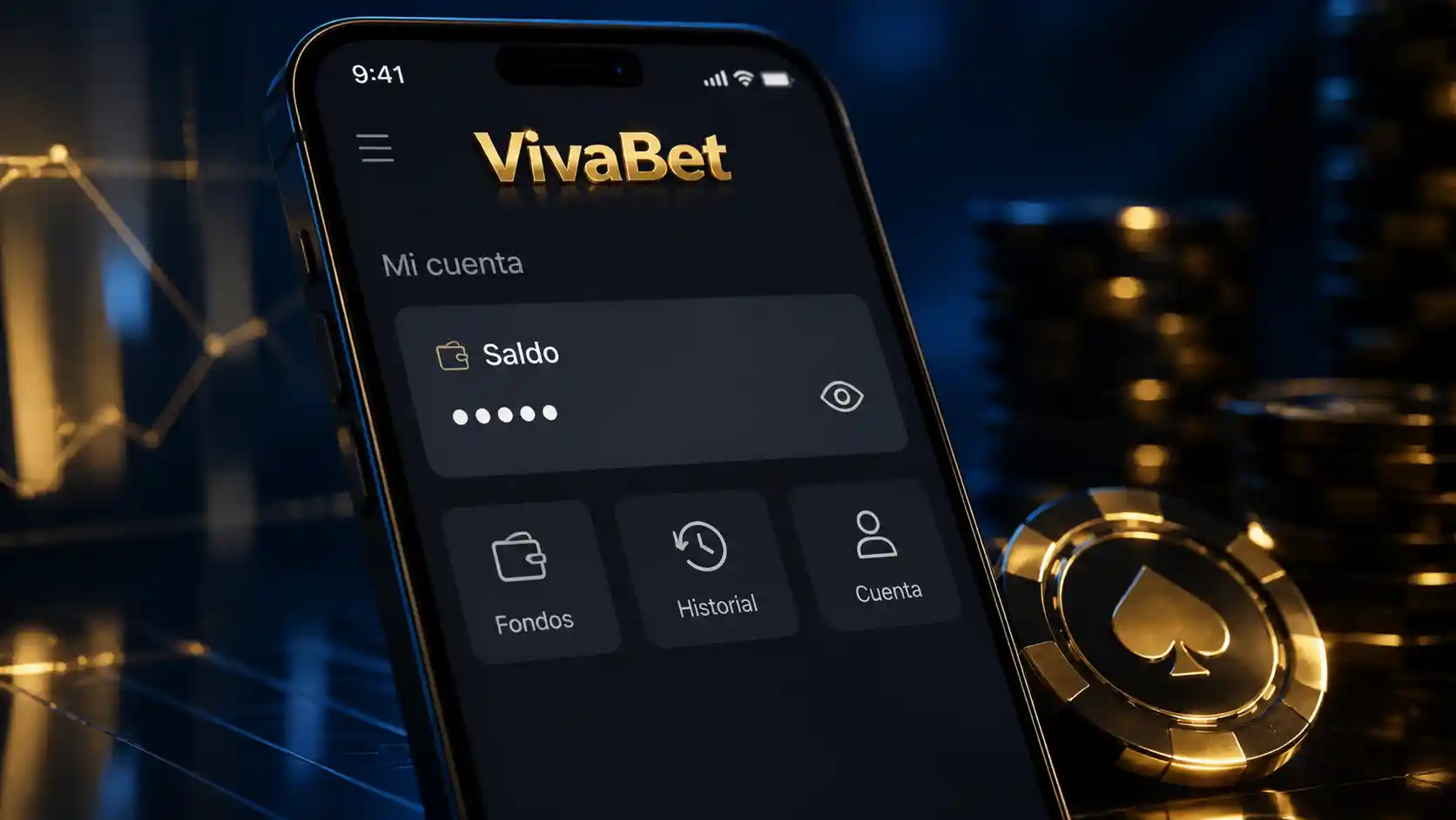 Pantalla móvil de Vivabet mostrando el área de consulta de saldo