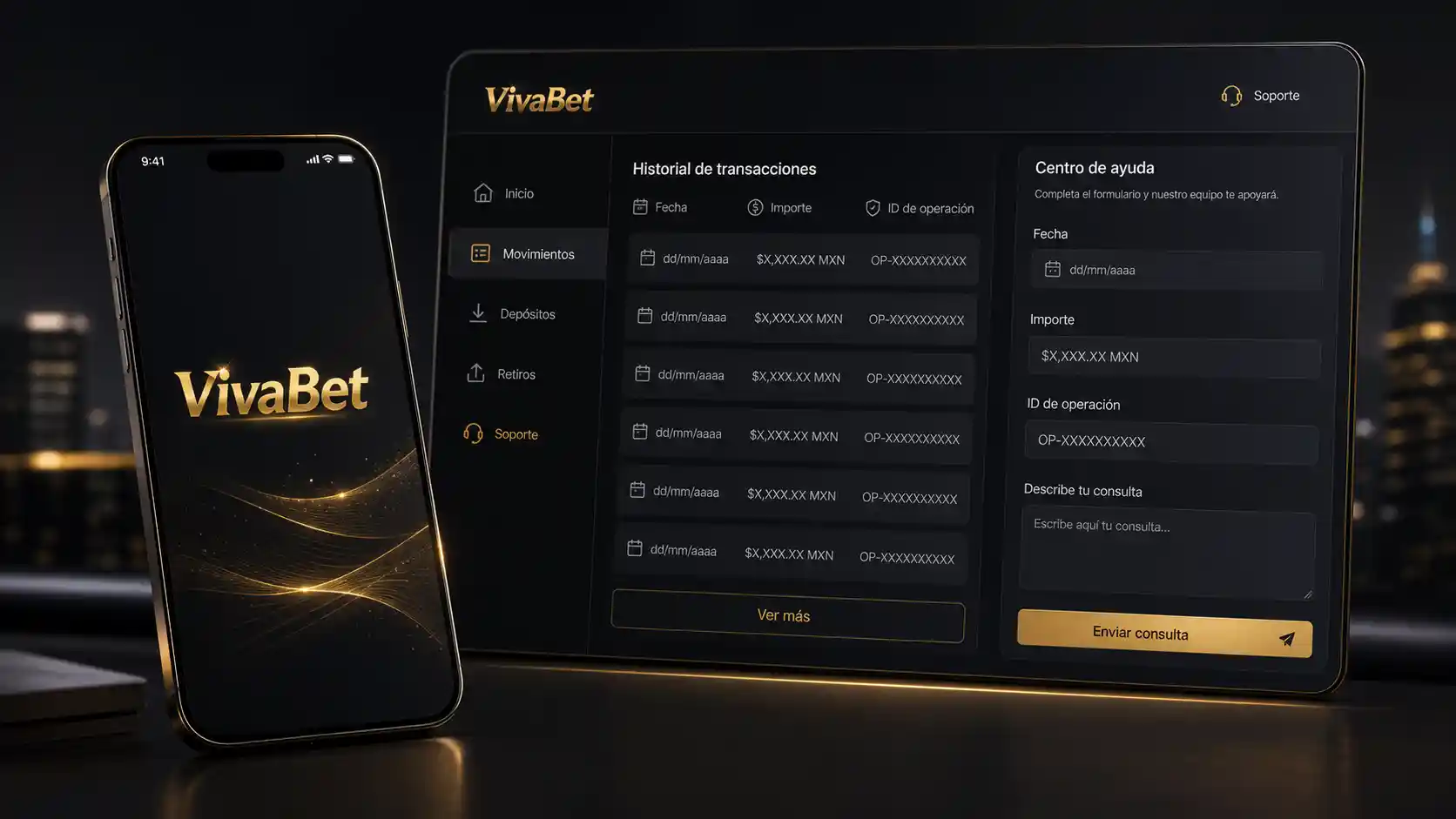 Comprobación de datos para consultar un retiro de Vivabet